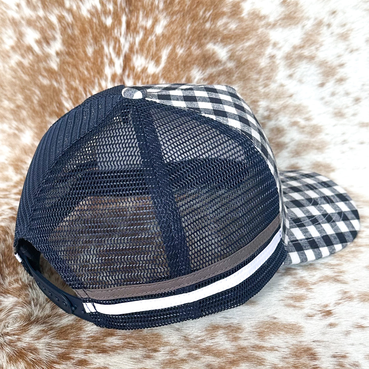 Dustybutts Trucker Cap // Navy & White Gingham