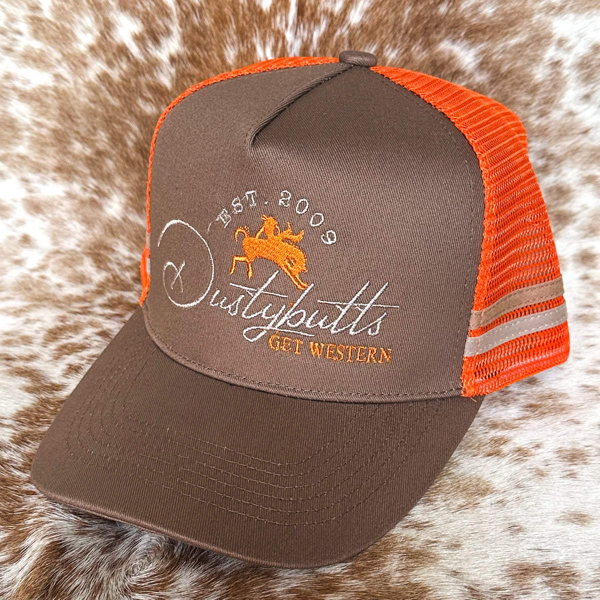 Dustybutts Trucker Cap // Chocolate & Orange