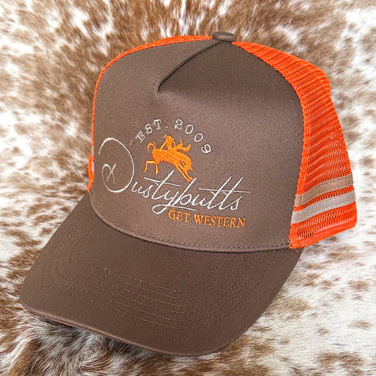 Dustybutts Trucker Cap // Chocolate & Orange