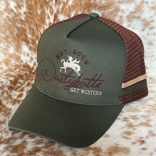 Dustybutts Trucker Cap // Olive & Chocolate