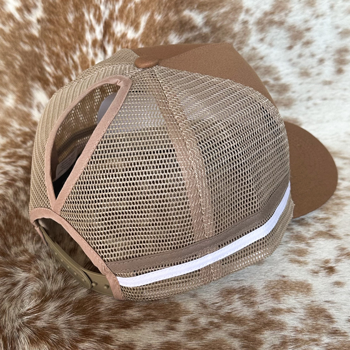 Dustybutts Trucker Cap // Ponytail // Tan