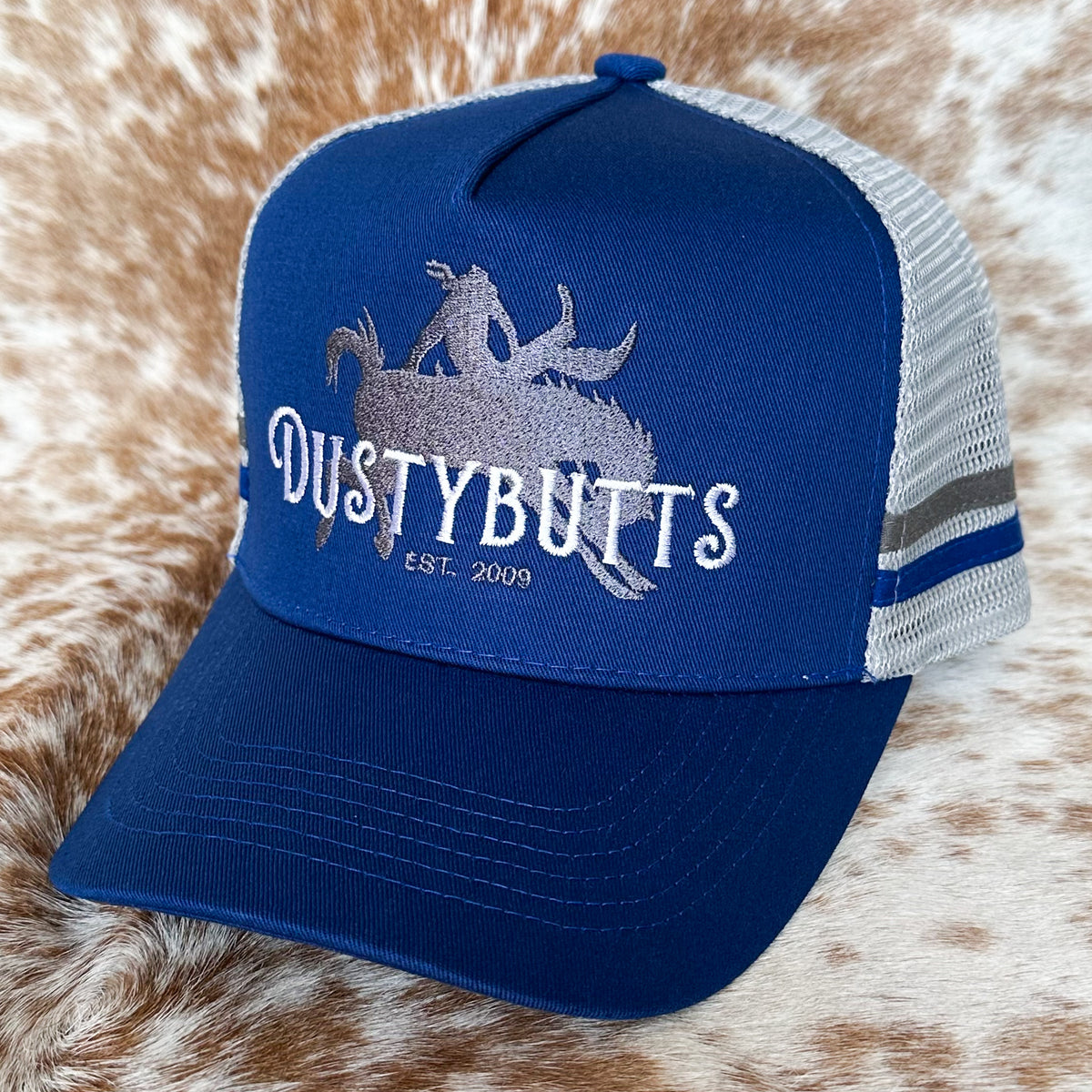 Dustybutts Trucker Cap // Grey & Royal Blue
