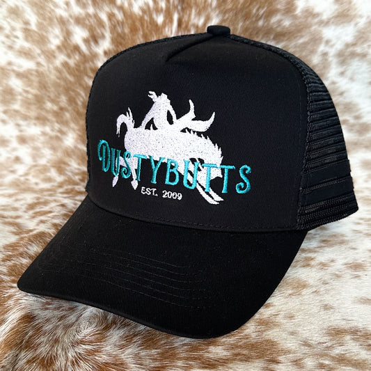 Dustybutts Trucker Cap // Black and Teal