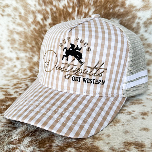 Dustybutts Trucker Cap // Cream Gingham