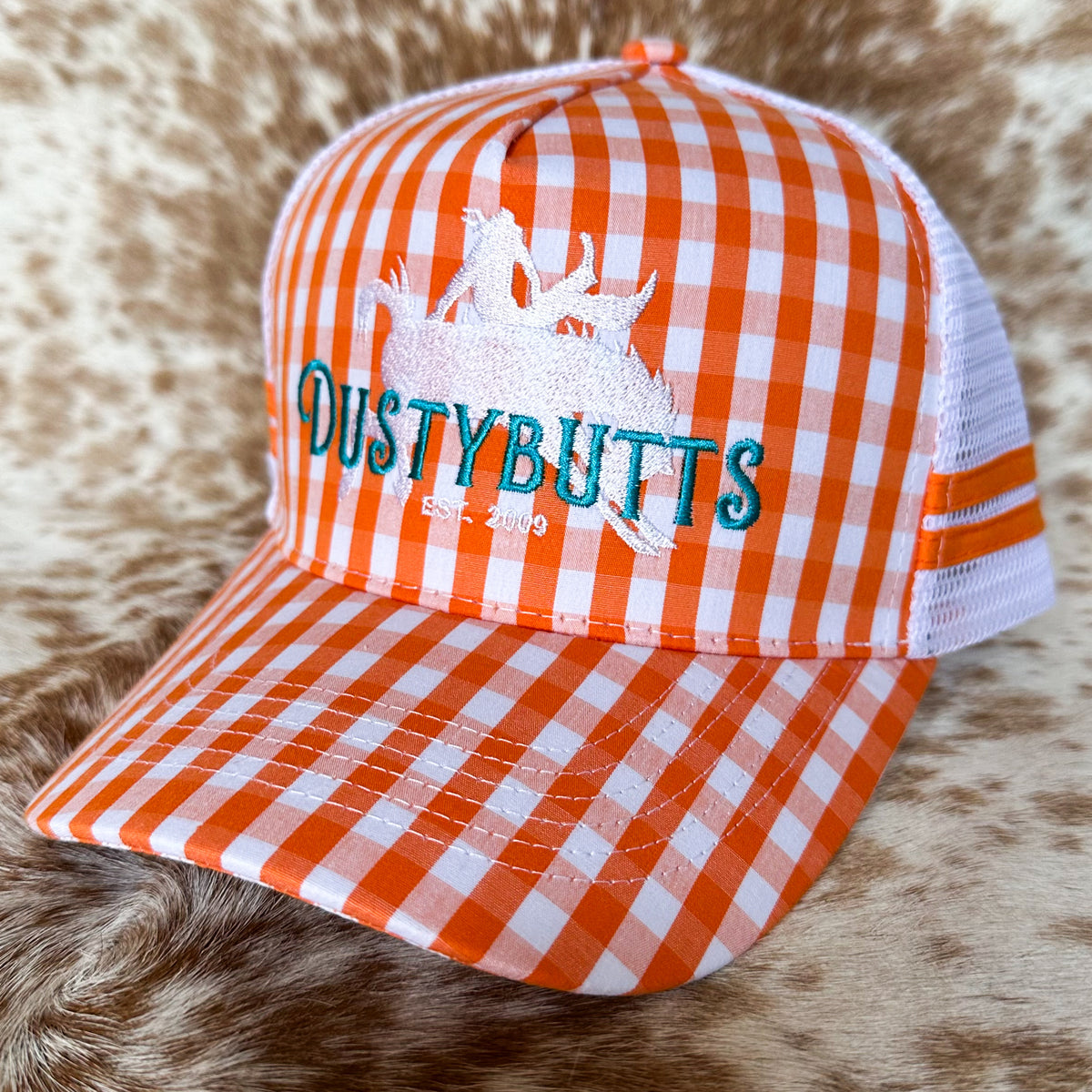 Dustybutts Trucker Cap // Orange Gingham