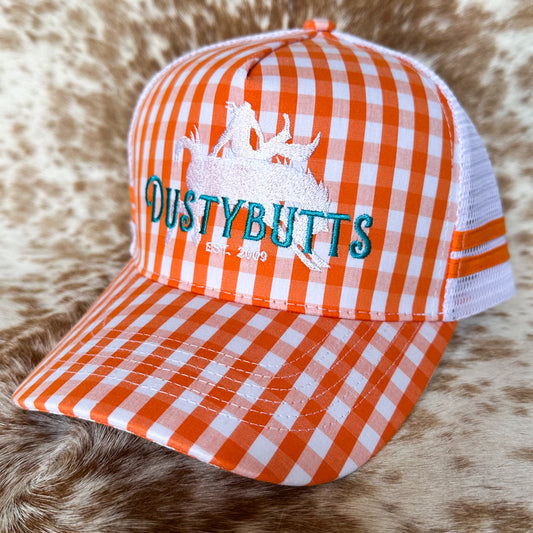 Dustybutts Trucker Cap // Orange Gingham