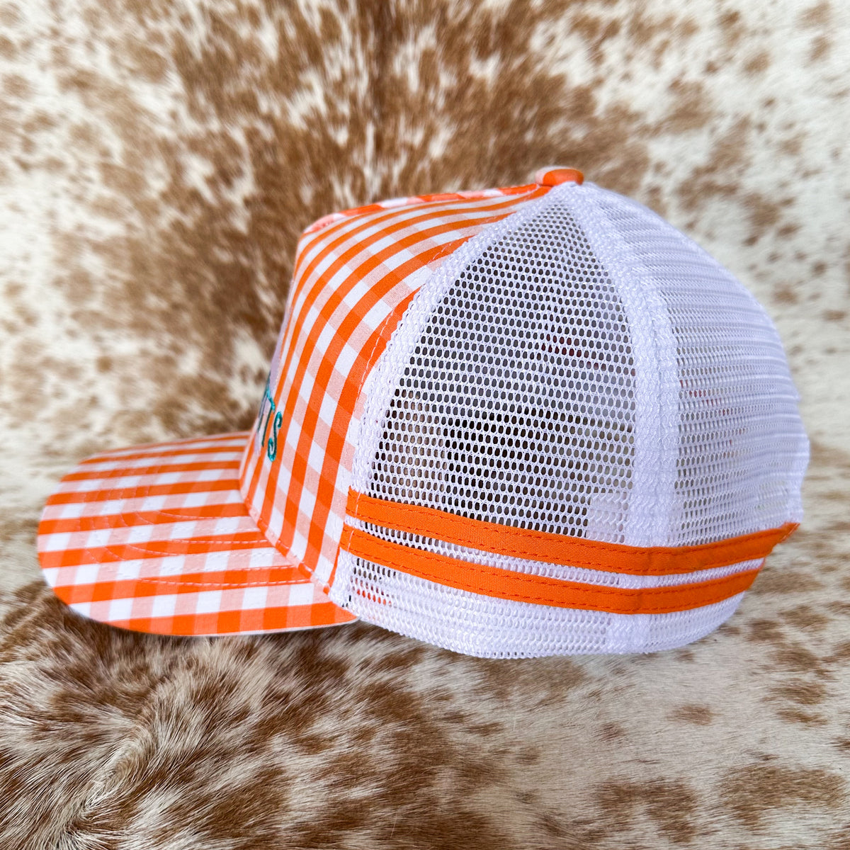 Dustybutts Trucker Cap // Orange Gingham