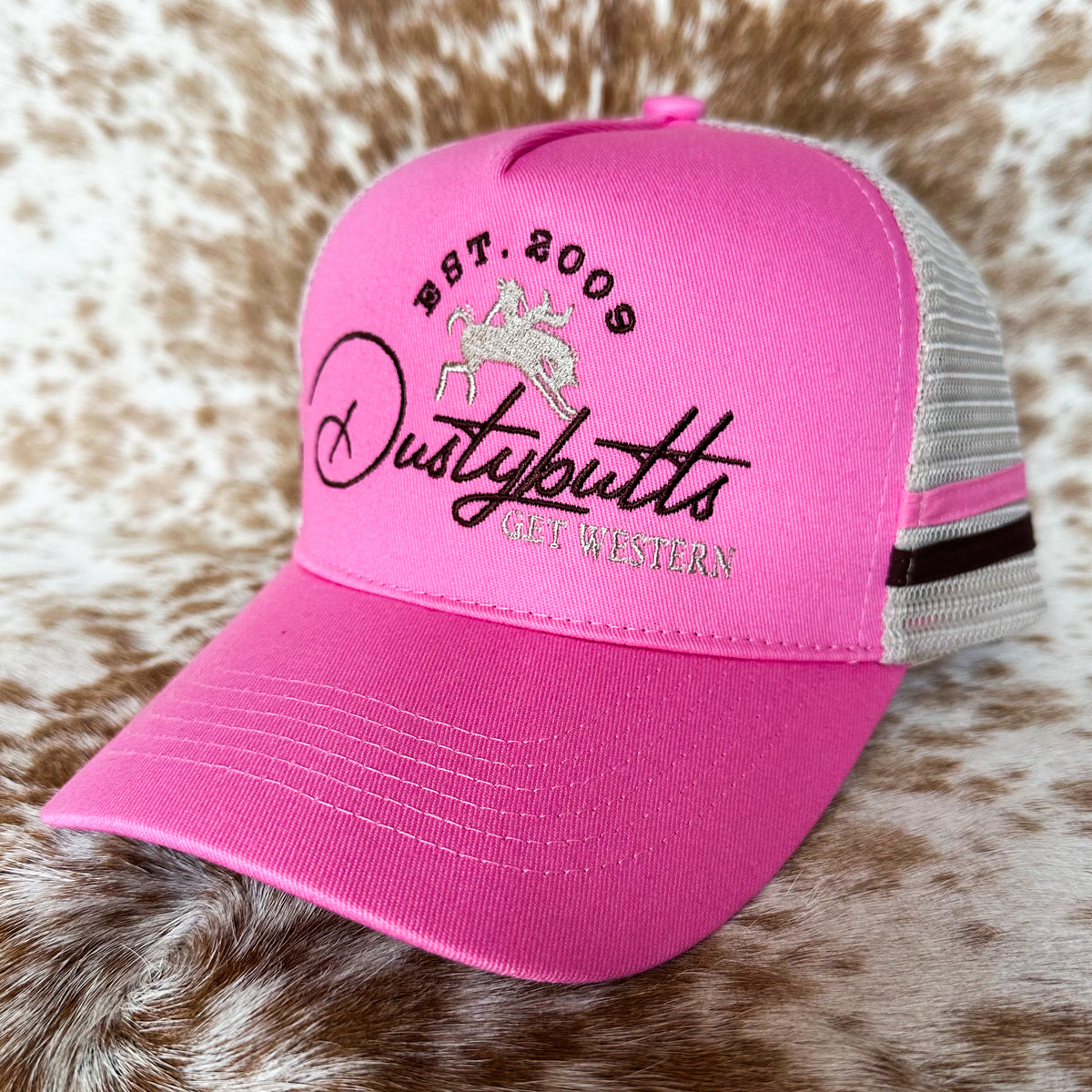 Dustybutts Trucker Cap // Ponytail // Pink & Cream