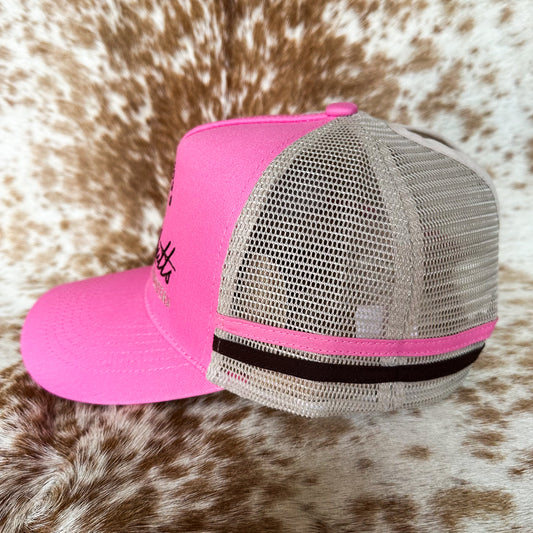 Dustybutts Trucker Cap // Ponytail // Pink & Cream