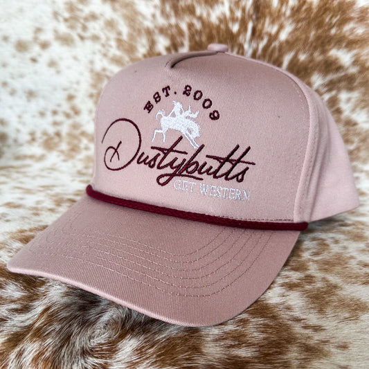Dustybutts 5 Panel Rope Snapback Cap // Blush Pink