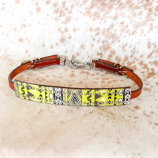 Leather Wither Strap With Studded Accents / Lime