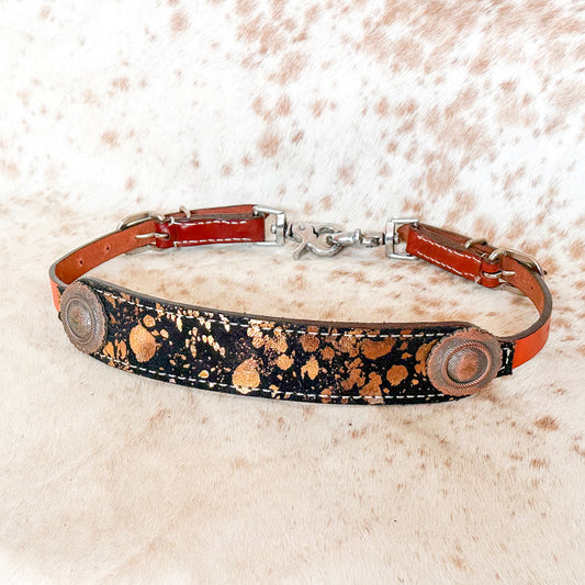 Leather Wither Strap With Metallic Hide & Conchos