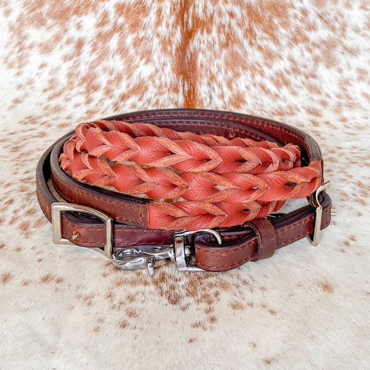 Dustybutts Twisted Bloodknot Barrel / Roping Reins - Brown