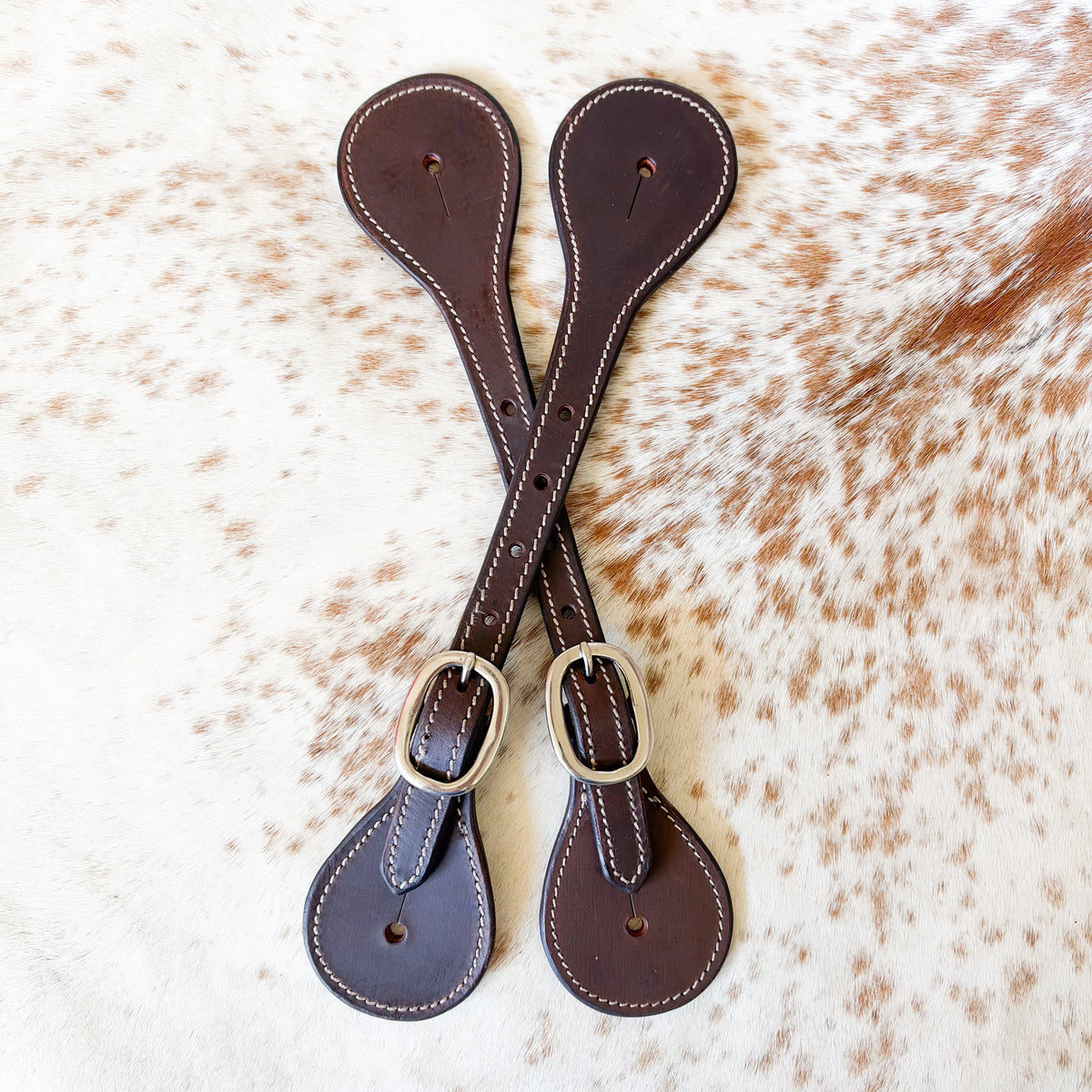 Men’s Dark Oil Leather Spur Straps