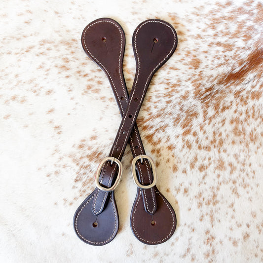 Men’s Dark Oil Leather Spur Straps