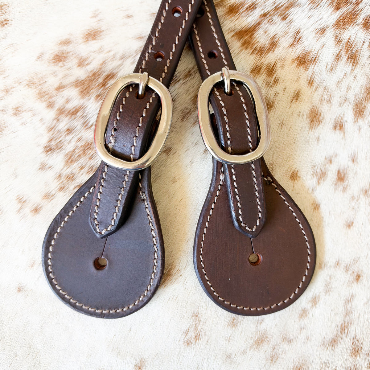 Men’s Dark Oil Leather Spur Straps