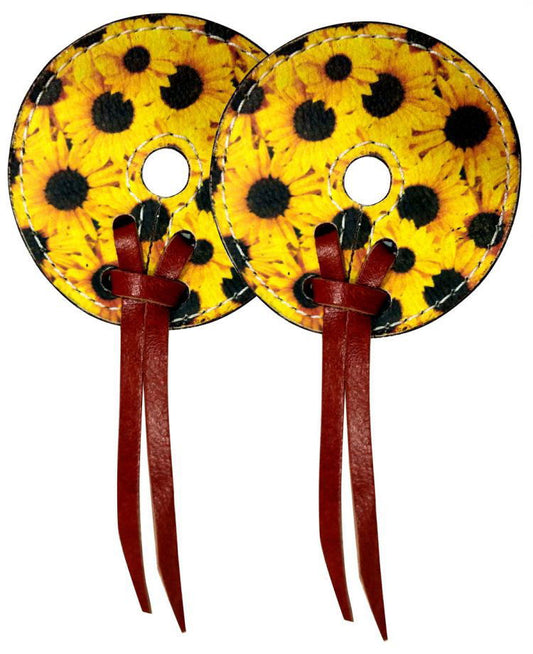 Leather Bit Guards // Sunflowers - Dustybutts Australia