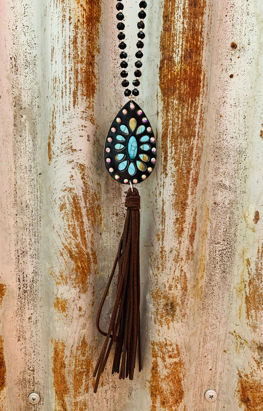 Leather Teardrop Pendant -  - Dustybutts Australia