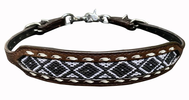 Leather Wither Strap With Woven Fabric Design -  - Dustybutts Australia