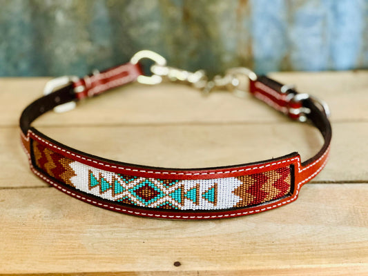 Medium Leather Wither Strap With Beaded Navajo Inlay -  - Dustybutts Australia