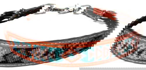 Medium Leather Wither Strap With Beaded Navajo Inlay - Dustybutts Australia