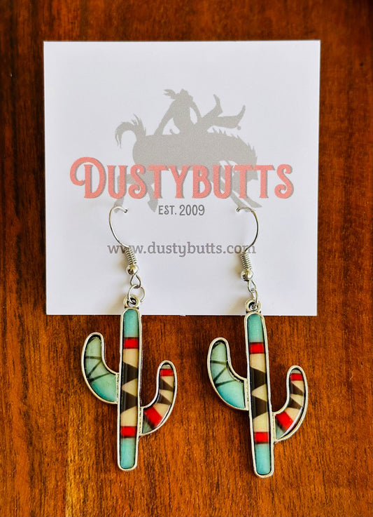 Multi Coloured Cactus Drop Earrings -  - Dustybutts Australia