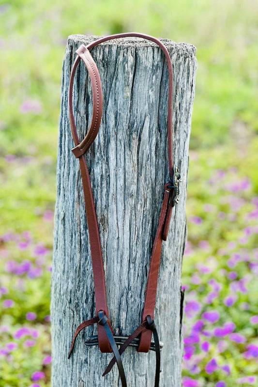 Oiled Harness Single Ear Bridle With Antique Buckle - Dustybutts Australia