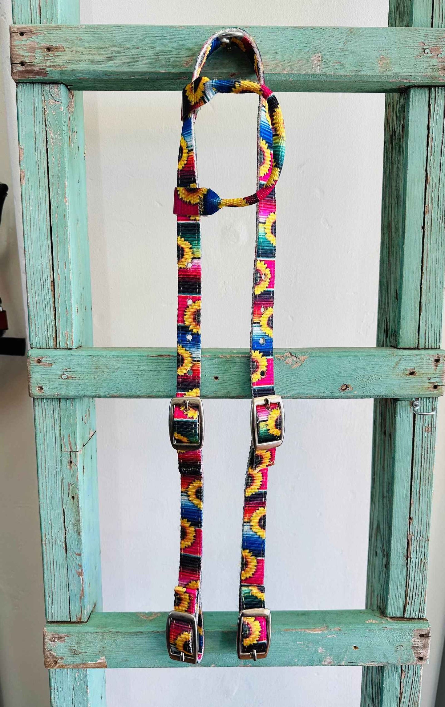 Quick Change Nylon One Eared Bridle - Sunflowers & Serape - Dustybutts Australia