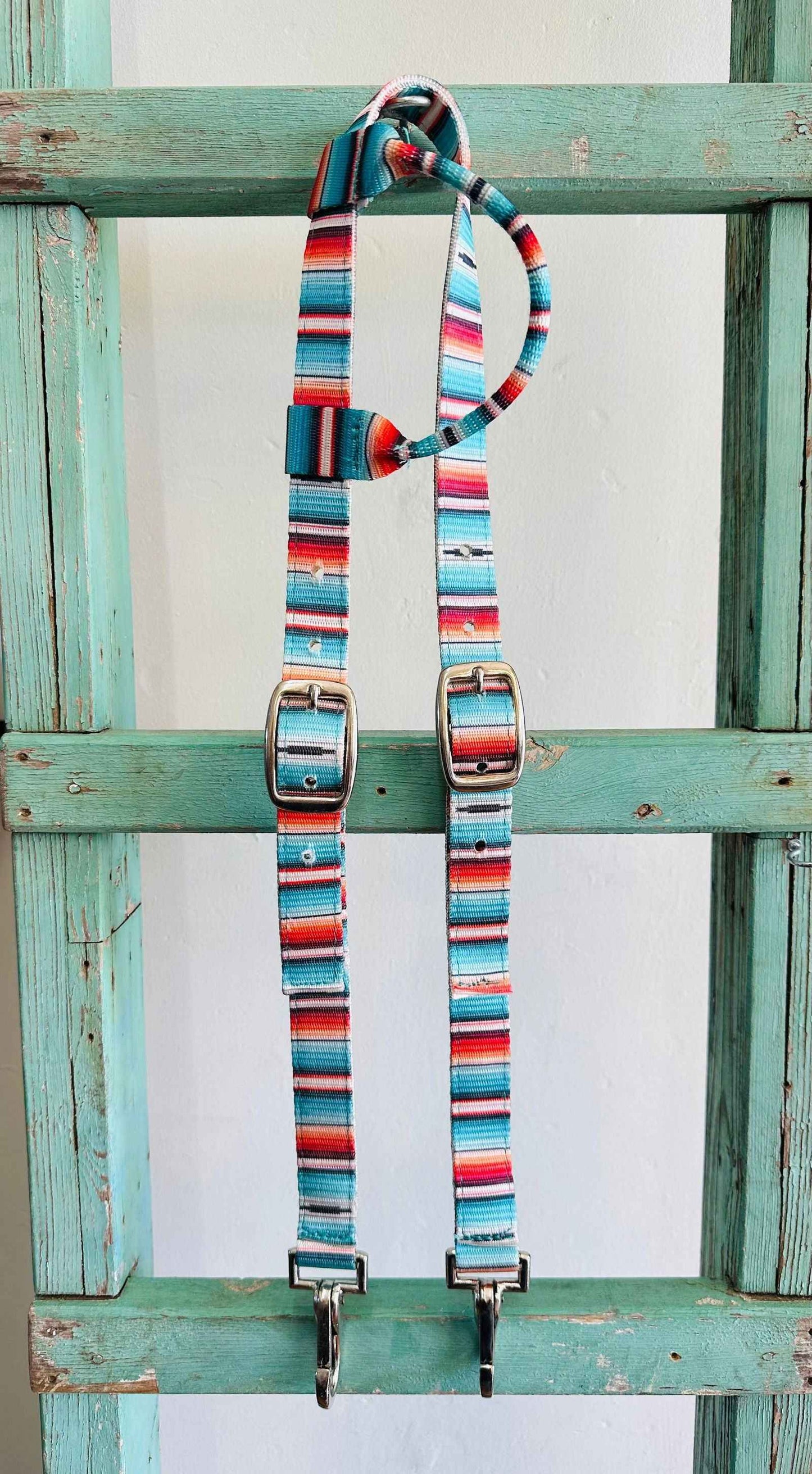 Quick Change Nylon One Eared Bridle - Teal Serape - Dustybutts Australia