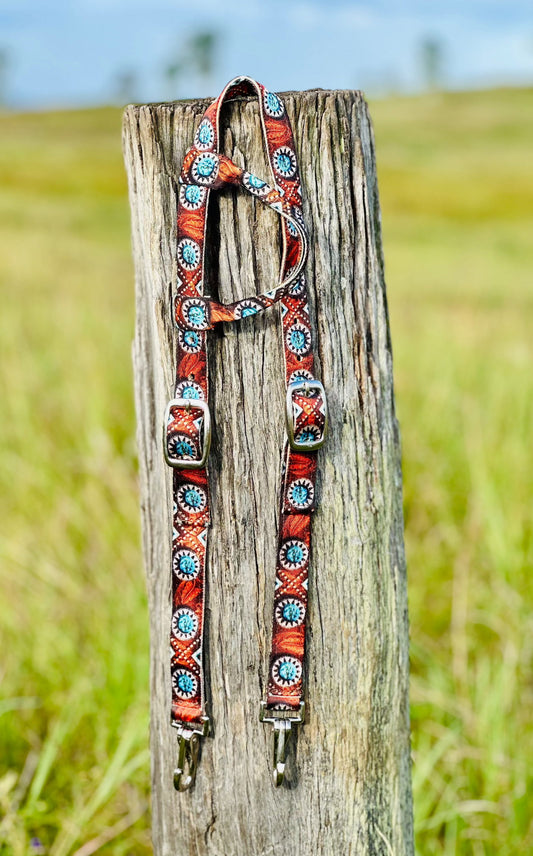 Quick Change Nylon One Eared Bridle - Wild West Feathered - Dustybutts Australia