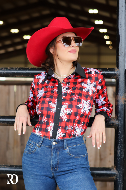 Ranch Dress’n Performance Rodeo Shirt // Buffalo Snowflake - Arena Shirts - Dustybutts Australia