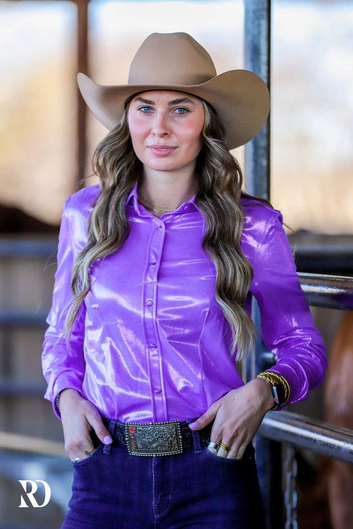 Ranch Dress’n Performance Rodeo Shirt // Violet Sparkle -  - Dustybutts Australia