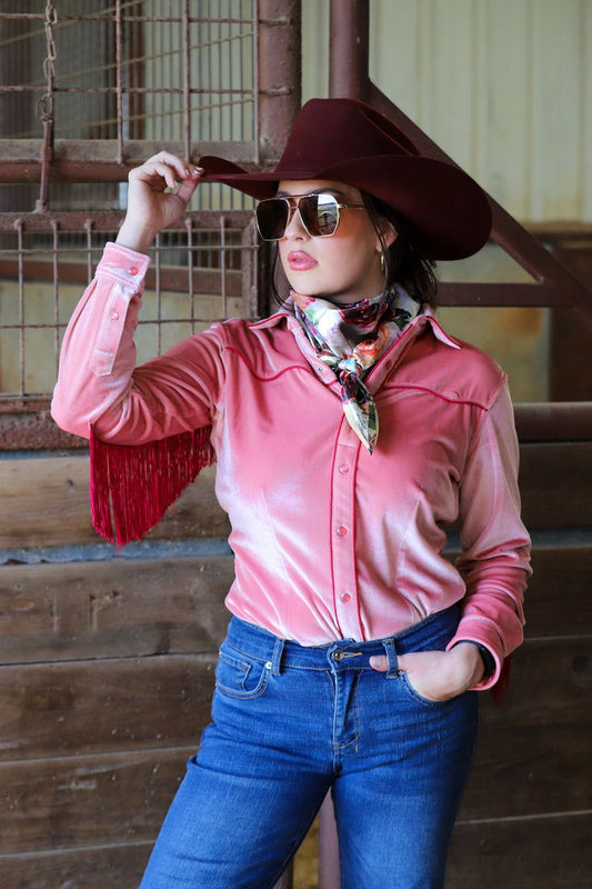 Ranch Dress’n Velvet Fringed Performance Shirt // Valentina - Arena Shirts - Dustybutts Australia