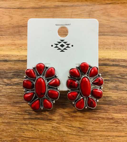 Red Stone Squash Studs - Jewellery - Dustybutts Australia