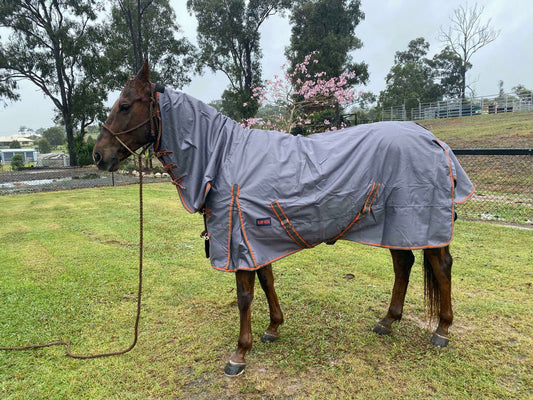 Ruby Rose 1200DN Rain Sheet Combo Rug // Grey With Rust Trim -  - Dustybutts Australia