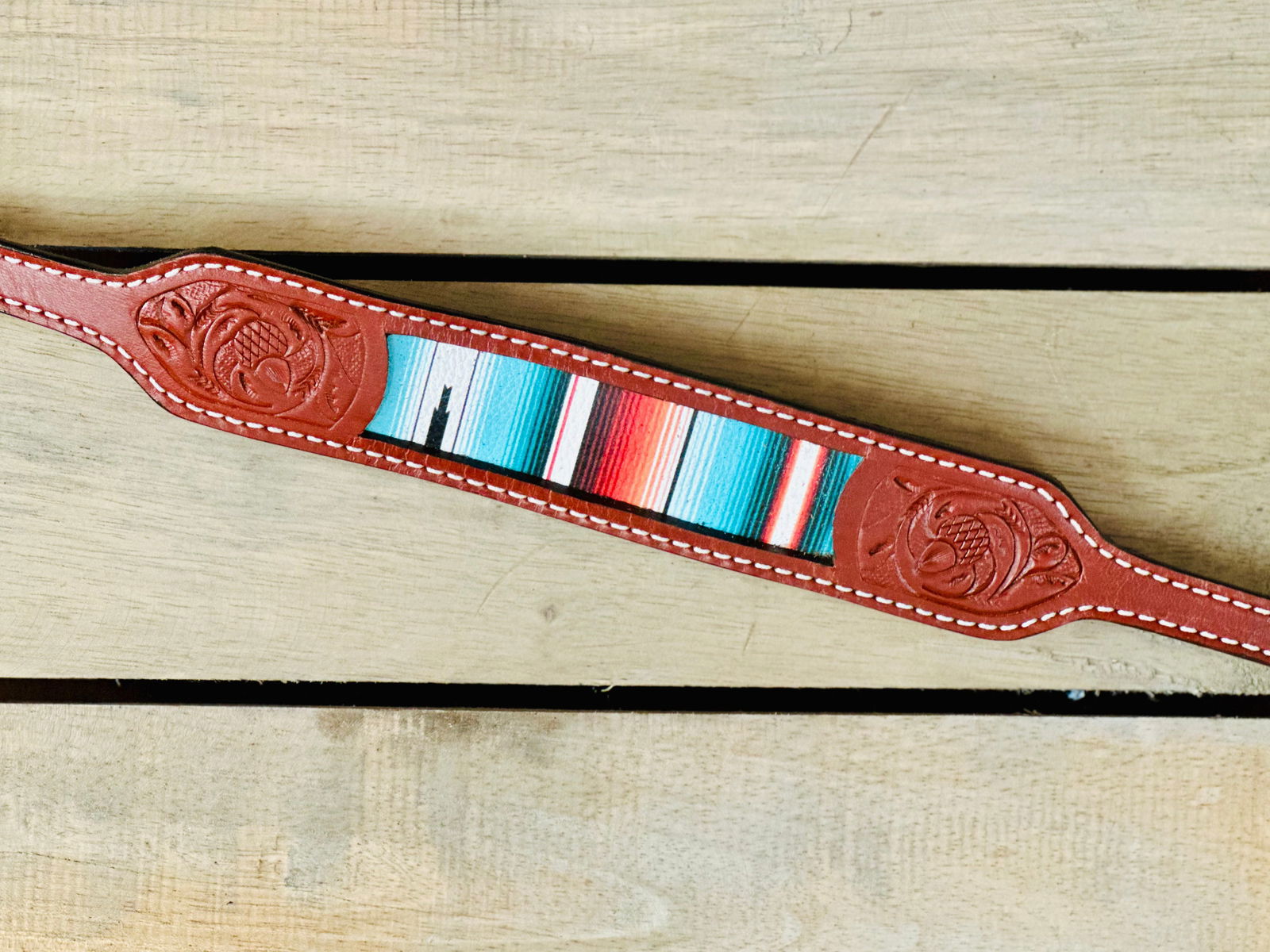 Serape Wither Strap With Floral Tooling - Dustybutts Australia