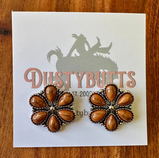 Silver & Brown Stone Earrings -  - Dustybutts Australia