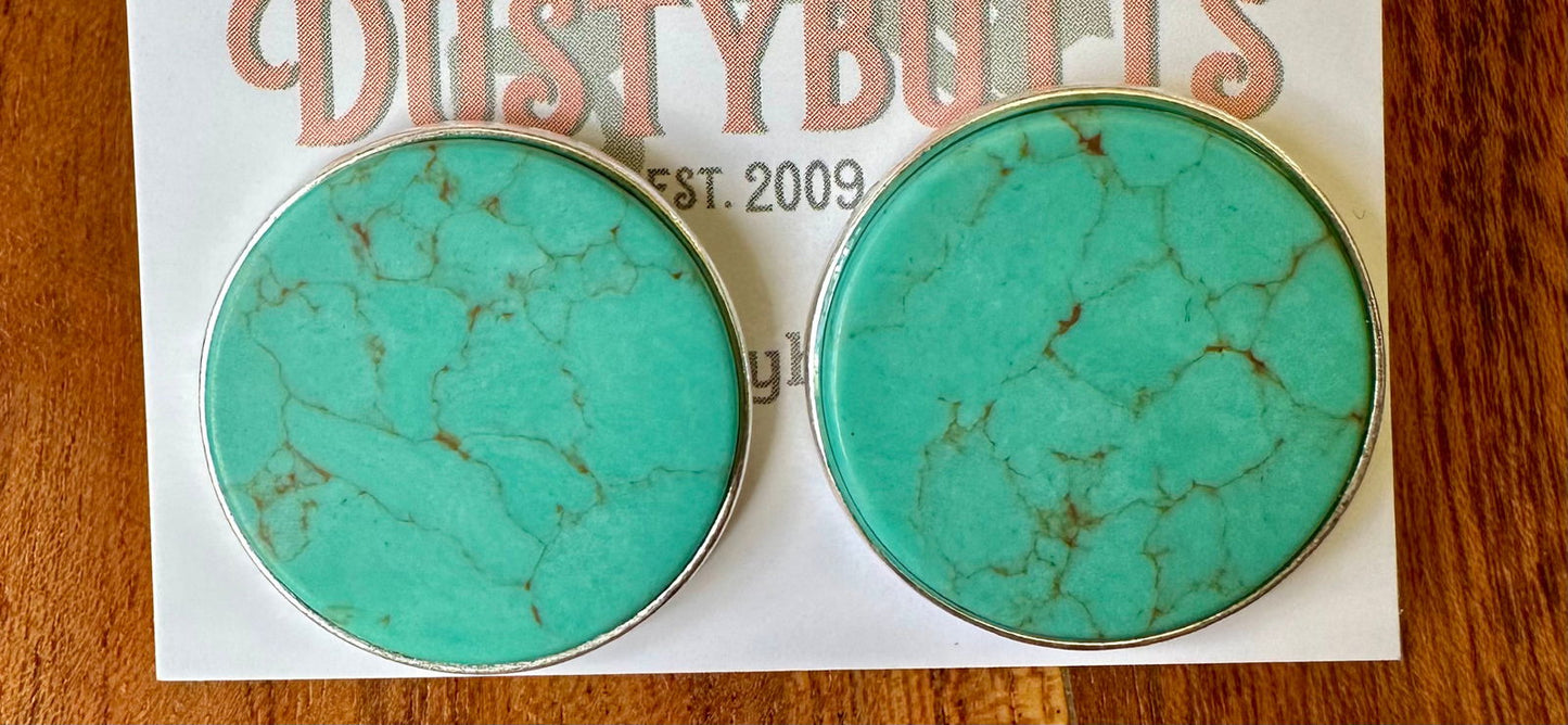 Silver & Turquoise Stone Earrings -  - Dustybutts Australia