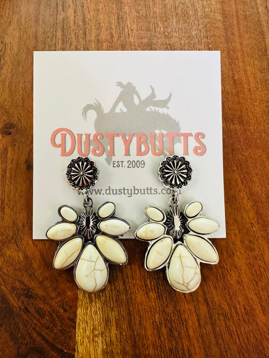 Silver & White Stone Drop Earrings -  - Dustybutts Australia