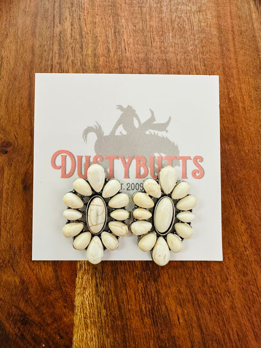 Silver & White Stone Earrings -  - Dustybutts Australia