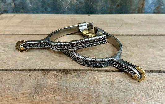 Stainless_Steel_Spurs_With_Rope_Engraving_Rowels_-_-_Dustybutts_Australia-7162901