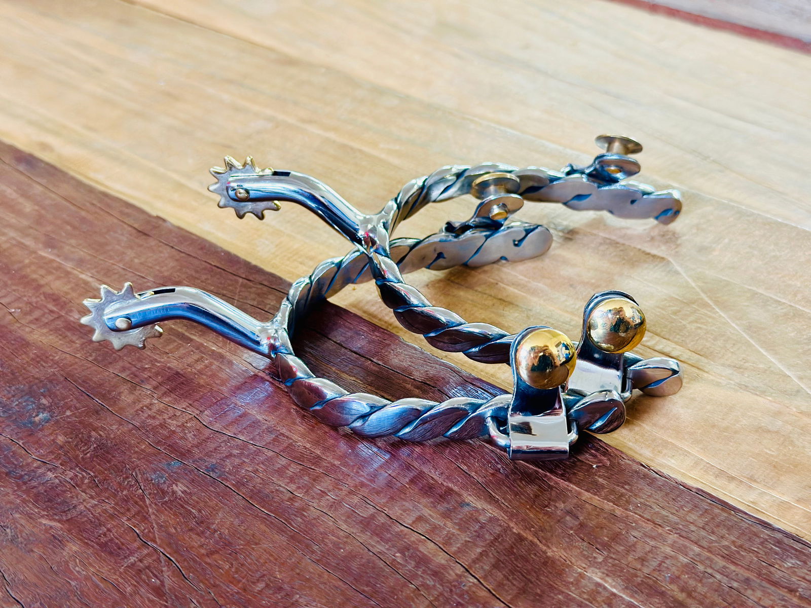 Stainless Steel Twisted Band Spurs With Rowels - Spurs & Spur Straps - Dustybutts Australia