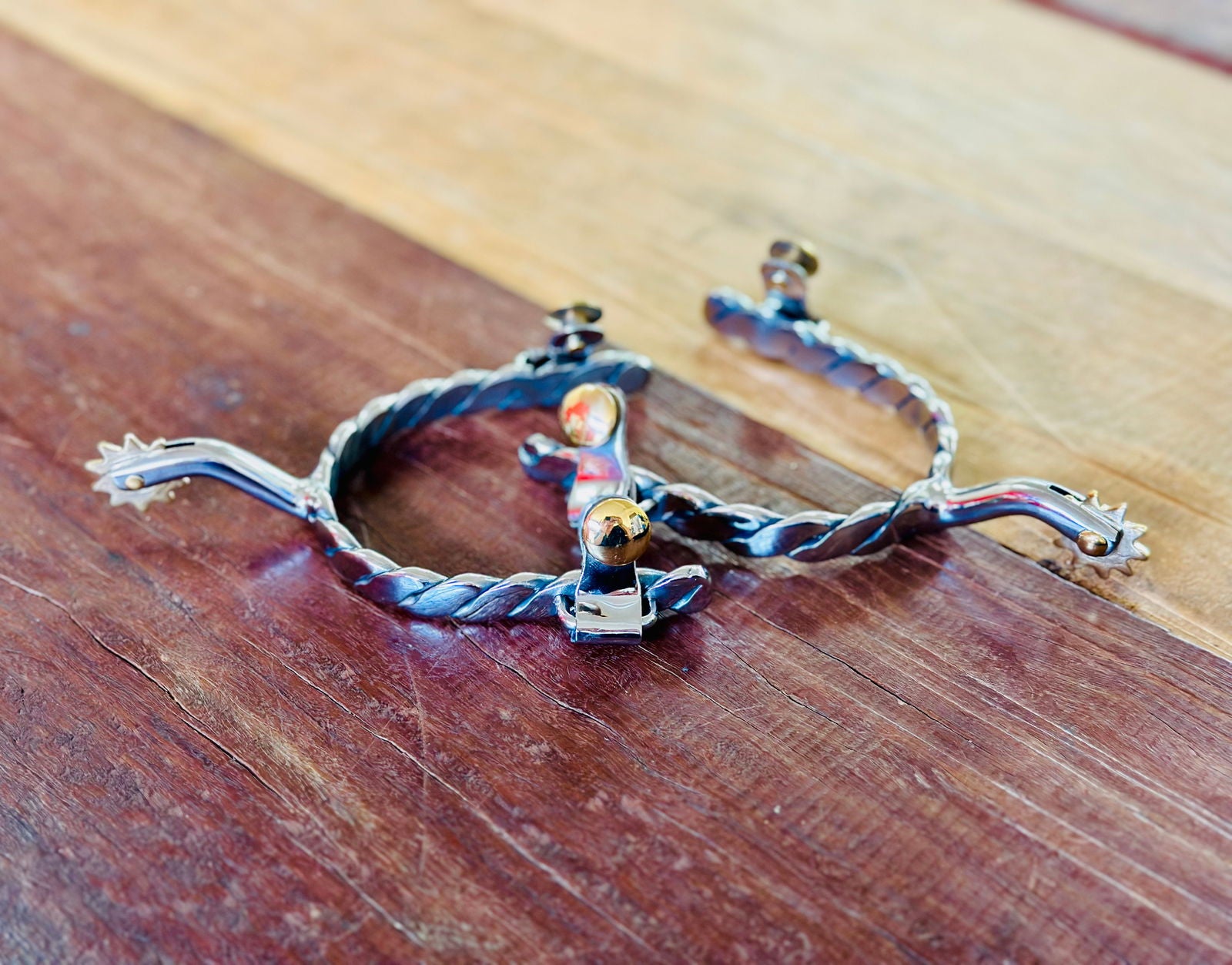Stainless Steel Twisted Band Spurs With Rowels -  - Dustybutts Australia