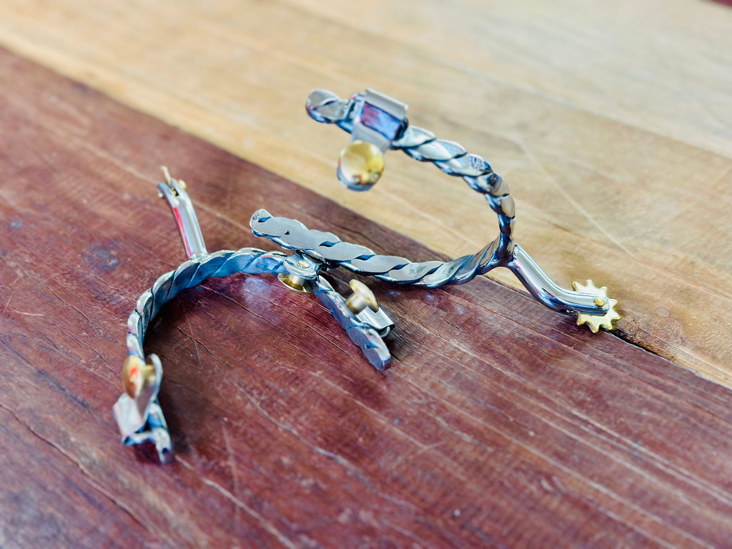 Stainless Steel Twisted Band Spurs With Rowels -  - Dustybutts Australia