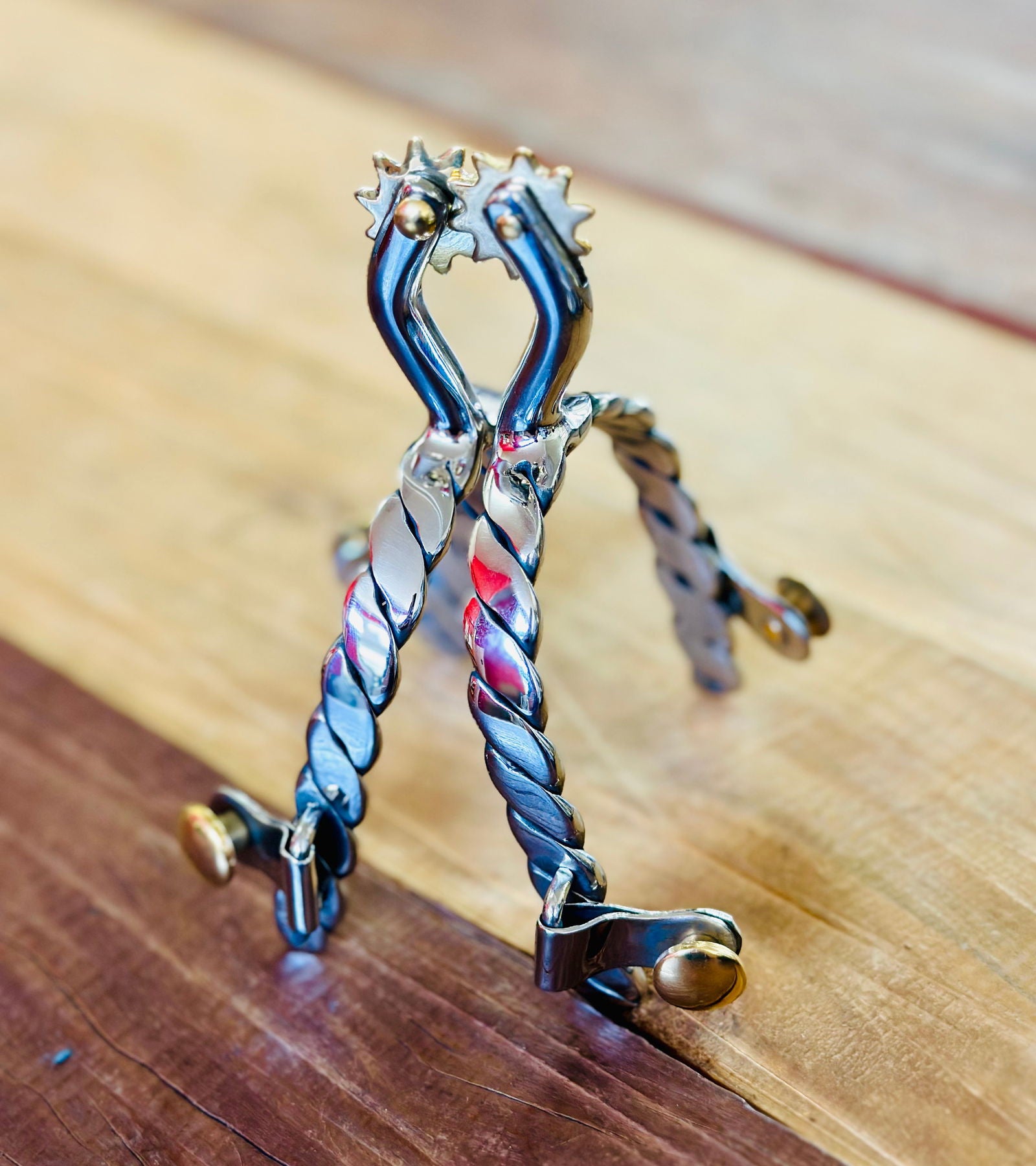 Stainless Steel Twisted Band Spurs With Rowels -  - Dustybutts Australia