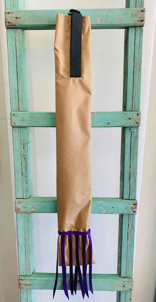 Tan Tail Bag With Purple Whippers // Long - Dustybutts Australia