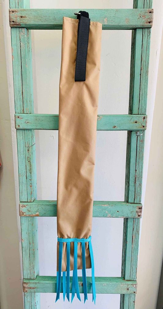 Tan Tail Bag With Turquoise Whippers // Long - Dustybutts Australia