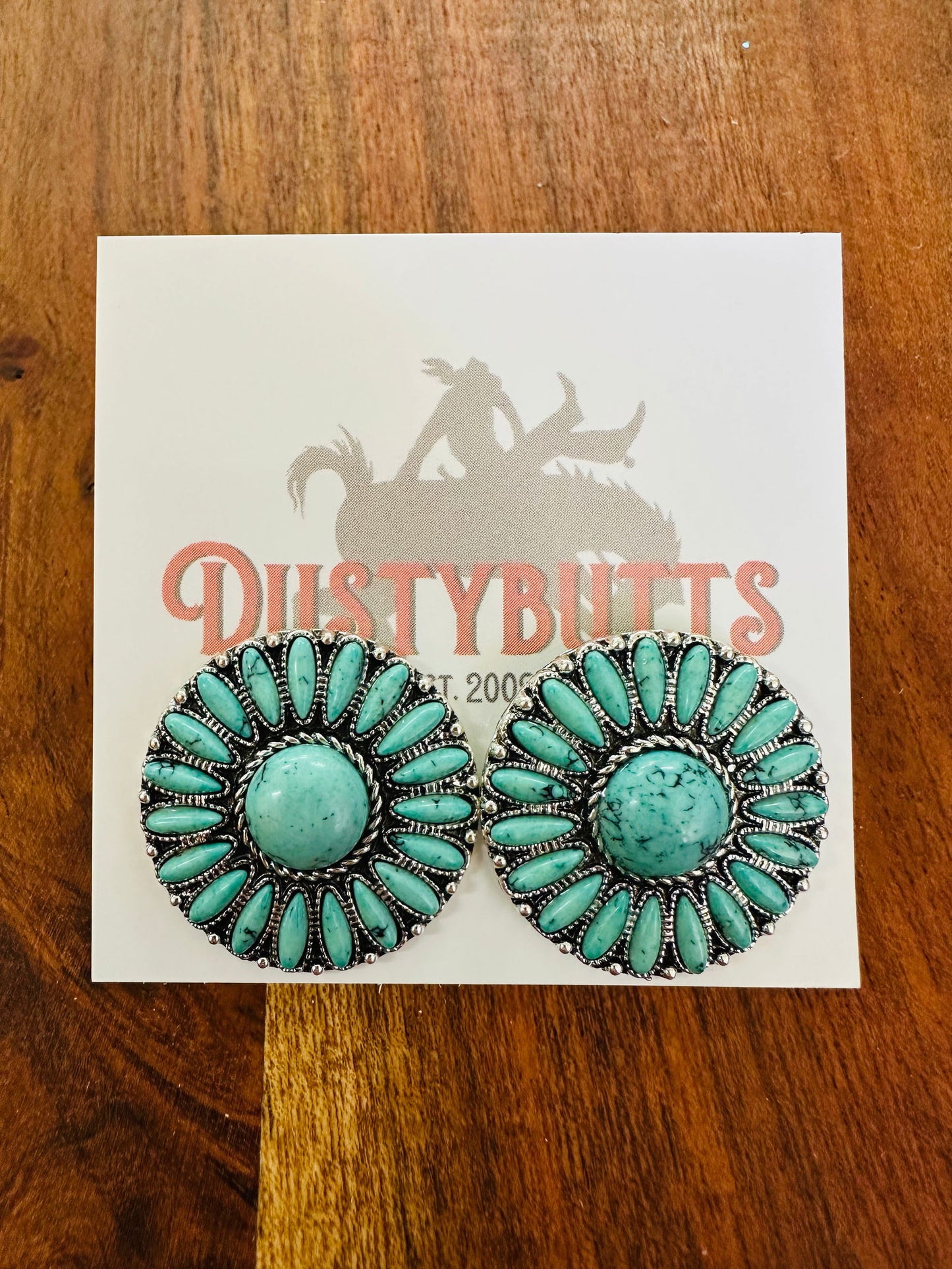 Turquoise & Silver Earrings -  - Dustybutts Australia