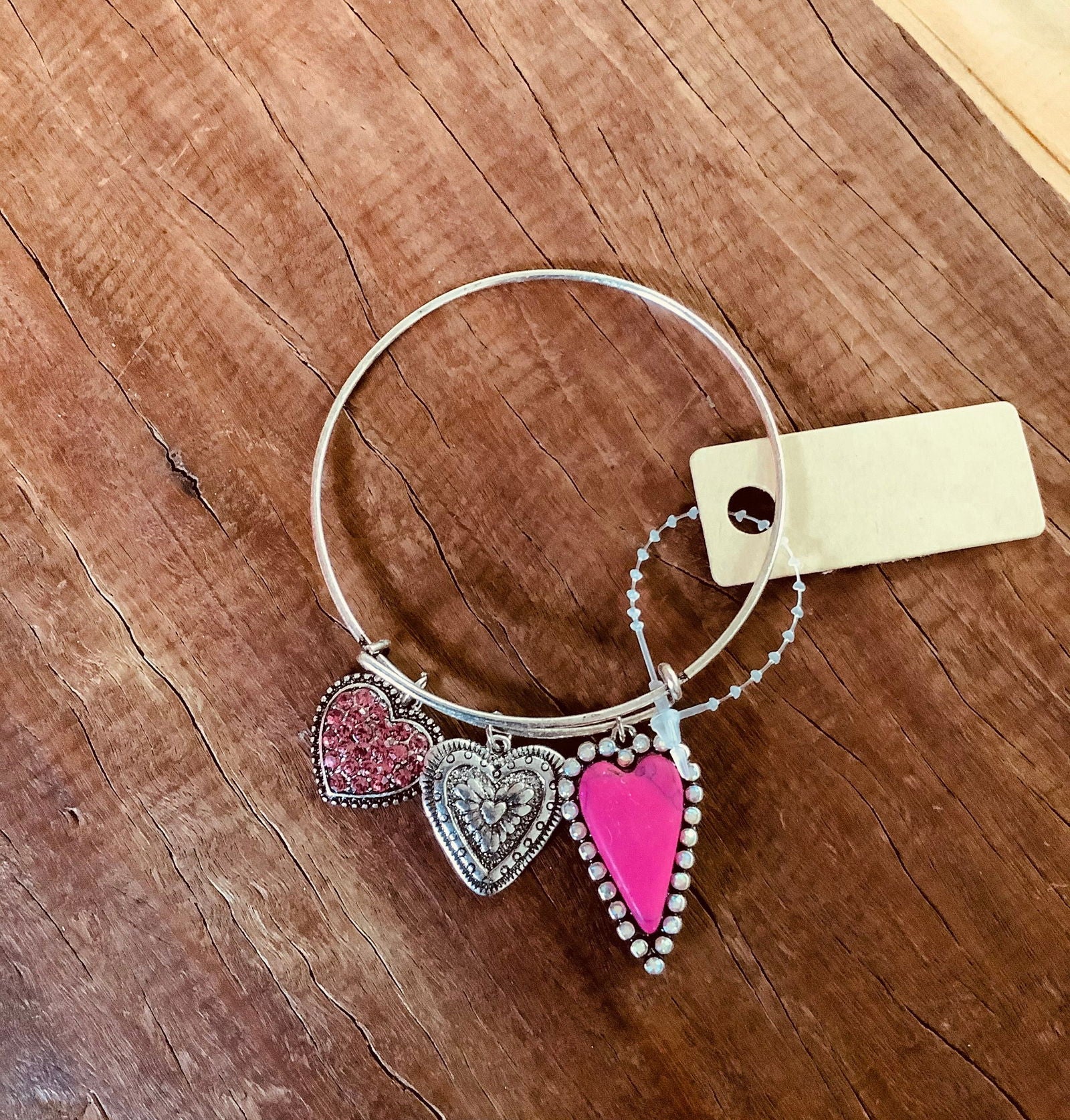 Western Pink Heart Adjustable Bracelet -  - Dustybutts Australia