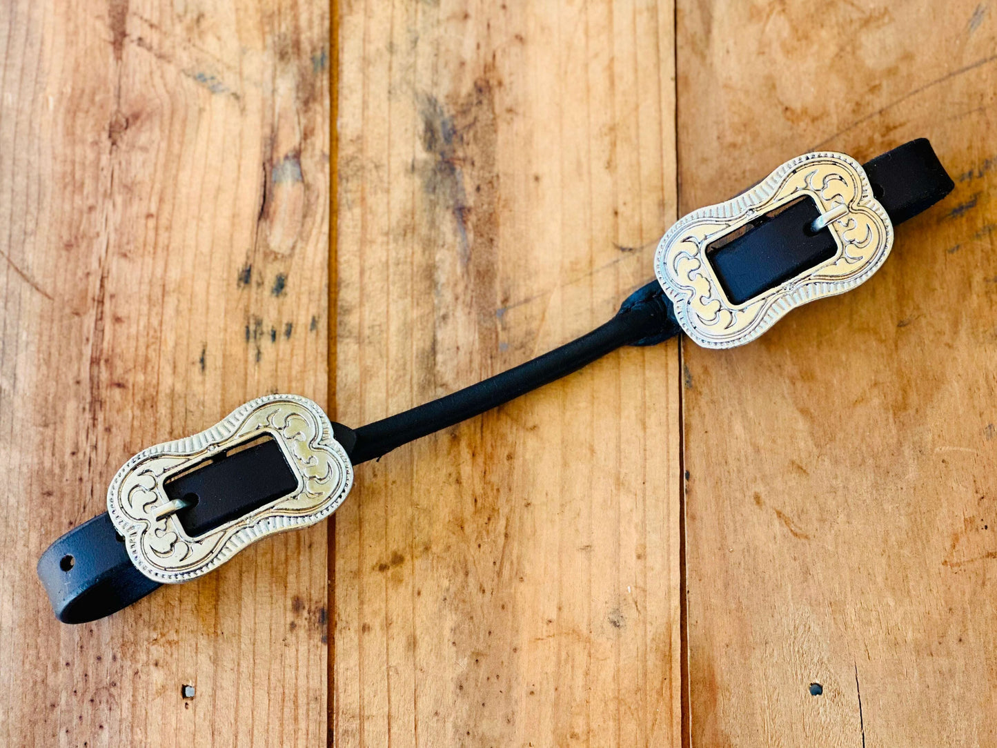 Dustybutts Rolled Leather Curb Strap With Engraved Buckle